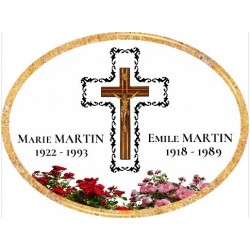 Médaillon Funéraire Ovale Horizontal 10,5 x 8 cm Photo Personnalisé