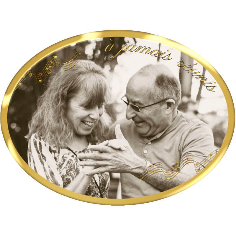 Foto para túmulos oval horizontal 12 x 9 cm para estela, lápide, urna funerária.