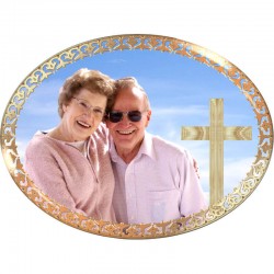 Foto para túmulos oval horizontal 20 x 15 cm para estela, lápide, urna funerária.