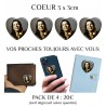 Médaillons coeur photo miniatures téléphone voiture sac agenda vase