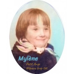 Médaillon Funéraire Ovale Vertical 7x9 cm Photo Personnalisé Myléne Muriel Enfant