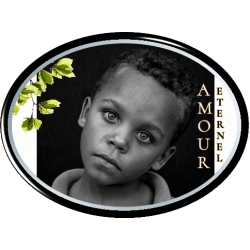 Médaillon Funéraire Ovale Horizontal 8 x 6 cm Photo Personnalisé